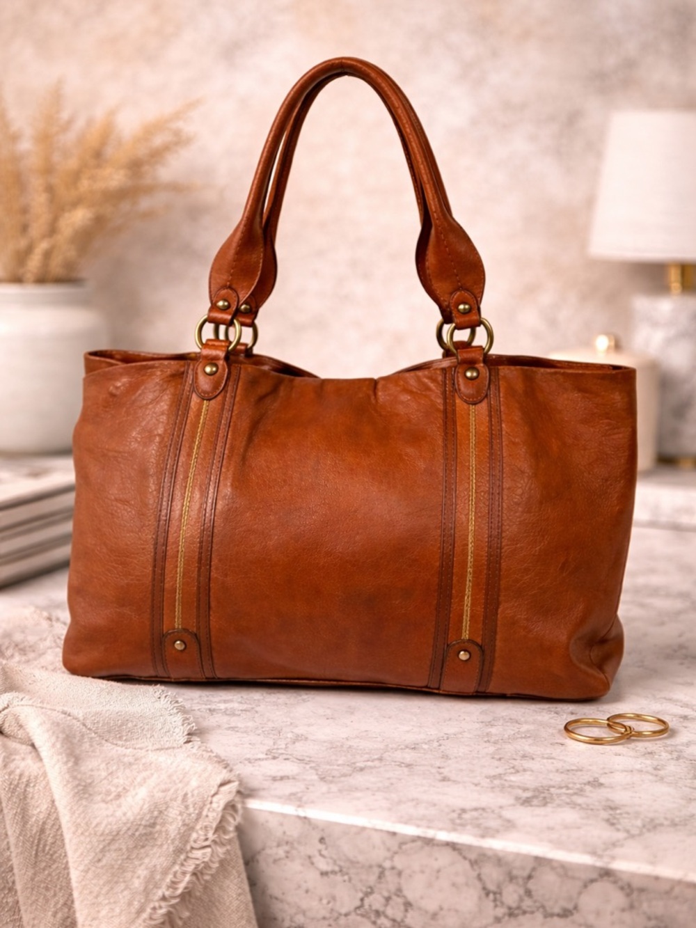 Sigrid Olsen Brown Leather Hobo structured Shoulder Bag - Picture 1 of 14